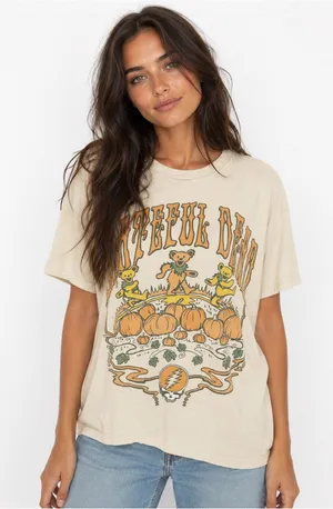 American Eagle Grateful Dead Pumpkin Patch Bears Graphic Band Tee XS Oversized thumbnail 1