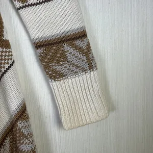 Old Navy Womens Small Brown Geometric Fair‎ Isle Waterfall Open Front Cardigan thumbnail 4