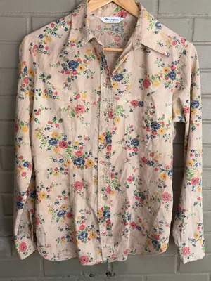 Vintage 1970s Womens Wrangler Floral Western Shirt M Flaws thumbnail 2