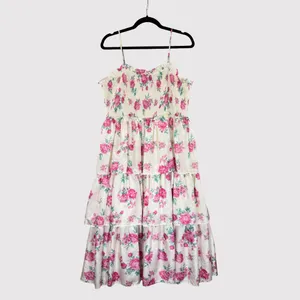LoveShackFancy Womens Dress Elise Midi Smocked Floral Layered Cottagecore XL thumbnail 2