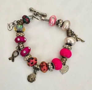 NRQ Avon pink heart tinkerbell rose charm bracelet thumbnail 1