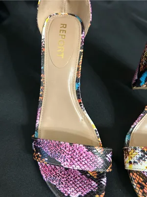 Report Multicolor Snakeskin Ankle-Strap Block Heel Sandal Pink/Yellow/Blue 8.5 thumbnail 8