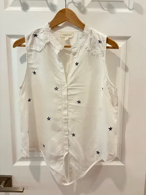 Cloth‎ & Stone Sleeveless White Star-Print Tie-Front Top size M thumbnail 3