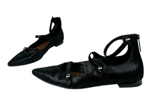 Donald Pliner Womens Strappy Pointed Toe Flats Sz 8 Black Metallic Leather thumbnail 5