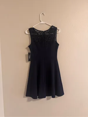 NWT Lulu's Navy Crochet Yoke Fit & Flare Dress thumbnail 3