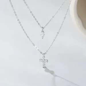 Layered Cross Necklace Silver thumbnail 5