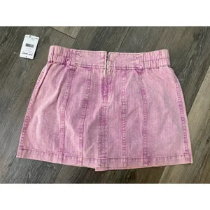 Free People Valley Girl Mini Skirt Pink Acid Wash Cargo NWT Size 8 thumbnail 2