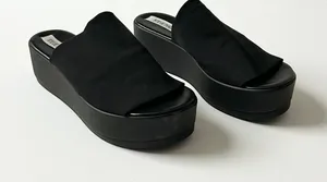 Steve Madden Slinky Platform Sandals Fabric Black 7 Made in Italy Y2K Retro thumbnail 1