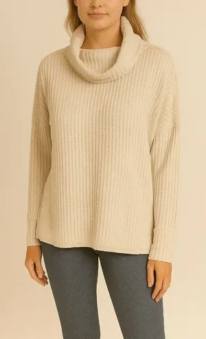Free People NWT Women Small Cream Knit Sweater Top Lagenlook Boho Fall Cottage thumbnail 1