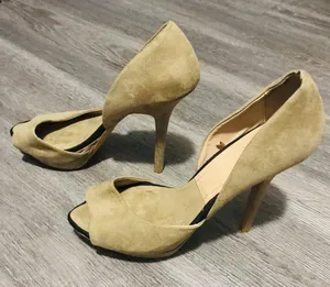 Zara Basic Open Toe Neutral Suede Stiletto Heels Size 40/ 9.5 thumbnail 3