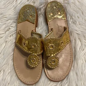 Jack Rogers Sandals size 7 M excellent condition color is gold thumbnail 1