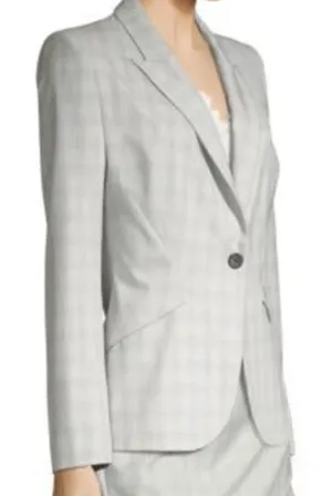 Elie Tahari Allegra Micro-Plaid One Button Jacket Blazer Gray Size 12 NWT thumbnail 1