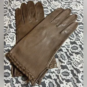 Vintage Brown Leather Gloves Size 6 thumbnail 1