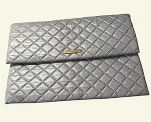 Do everything in Love Quilted Silver Clutch Purse thumbnail 1