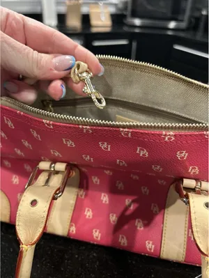 Dooney & Bourke Burning Red W/ Ivory Initials Dome Satchel thumbnail 6