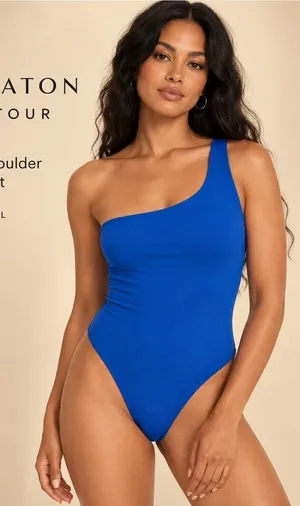 Aritzia Babaton Contour One-Shoulder Bodysuit Blue XL thumbnail 1