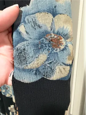 Preview International Black Maxi Dress with Blue and Tan Floral Print thumbnail 5