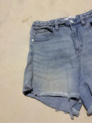Judy blue Light Blue Braided-Waist Denim Shorts small thumbnail 2