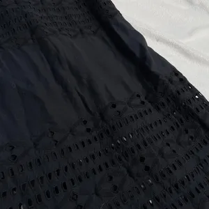 J.Crew Black Eyelet Midi Dress Womens 10‎ Sleeveless Tiered Cotton Scalloped Hem thumbnail 2