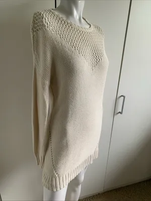 Roxy size small Ivory long sleeve knit pullover tunic sweater thumbnail 2