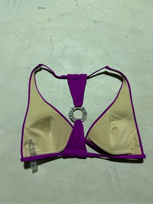 Victoria’s secret swim Purple Triangle Halter Bikini Top with Center Ring medium thumbnail 4