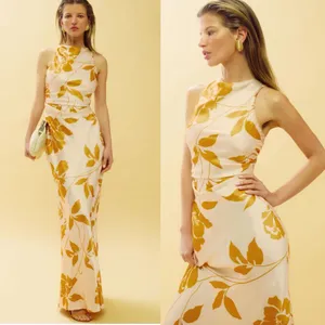 NWT Reformation Anaiis Silk Floral Maxi Dress in Yellow Cream 10 thumbnail 4