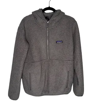 Patagonia Los Gatos Hooded Fleece Pullover Womens Large Gray Excellent‎ 1/4 Zip thumbnail 1