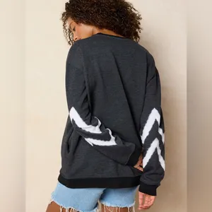 Natural Life Comfy Crewneck Sweatshirt Charcoal Chevron Size M Soft Pocket thumbnail 2