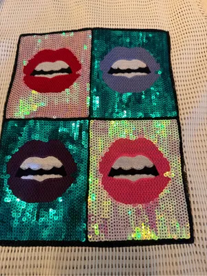 OLE by KOTON Sequins Lips Pop Art Mesh Netting Knit Sheer Top Shirt M Medium thumbnail 6