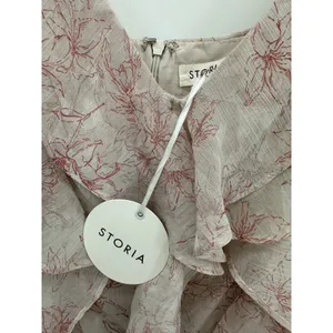 Storia Womens Floral Ruffle Maxi Dress Red Cream Sleeveless Sz L Dainty Feminine thumbnail 10