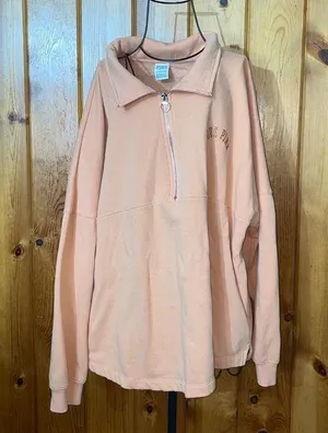 Pink Victoria’s Secret crew neck pullover sweatshirt sparkly pink/peach size XL​ thumbnail 1