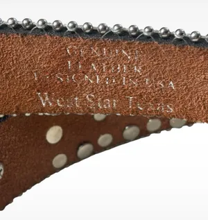 West Star Texas Brown Leather Rhinestone Belt Chameleon Crystals Y2K Cowboy Core 41 inches thumbnail 5