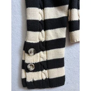 Modern Supply by Sanctuary Striped Cable Knit Sailor Collar Cardigan Black L thumbnail 4