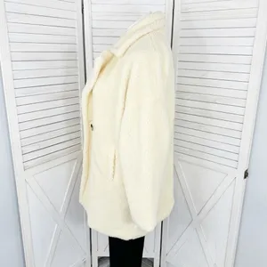 Pretty Little Thing Faux Sherpa Double Breasted Teddy Coat Cream 10 Borg‎ Lapel thumbnail 4
