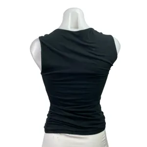 Abercrombie & Fitch Black Sleeveless Square Neck Ruched Crop BlouseTank Top Sz S thumbnail 3