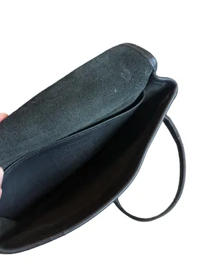Coach Vintage Black Leather Flap Turnlock Shoulder Bag Adjustable Saddle Women's thumbnail 9
