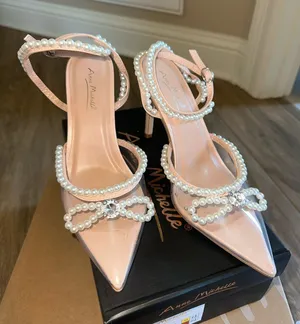 Pearl Bow nude heels Pink Size 7.5 thumbnail 1