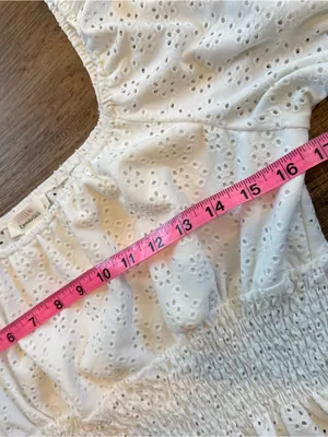 URBAN Romantics White Eyelet Smocked Peplum Blouse thumbnail 6