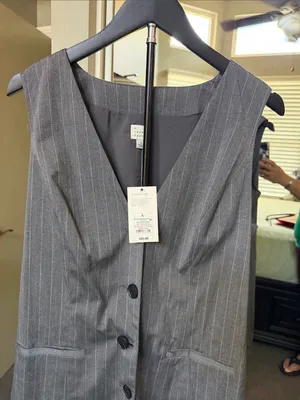 a new day Gray Pinstripe V-Neck Button Front Dress thumbnail 4