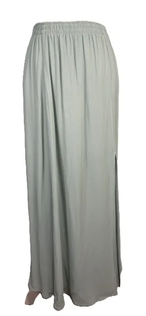 Womens Maxi Skirt Small Sage Green Side Slit Rayon Boho‎ Minimalist USA Cottage thumbnail 1