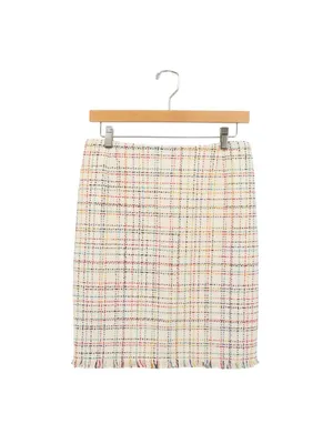 Akris Punto Tweed Ivory Fringe Hem Metallic Lurex Pencil Mini Skirt 4 thumbnail 5