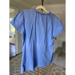 Healing Hands Cotton Tunic Top Light Blue Pockets Cottagecore Nursecore‎ Summer thumbnail 3