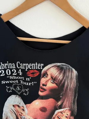 Sabrina Carpenter Short n’ Sweet Tour 2024 Graphic Off the Shoulder T-Shirt thumbnail 3