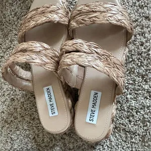 NWOT Steve Madden Cannes Dark Natural Platform Espadrille Slide Sandal thumbnail 7