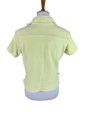 Frankies Bikinis Coco Top Yellow Terry Cloth Short Sleeve Button Up Shirt XS thumbnail 3