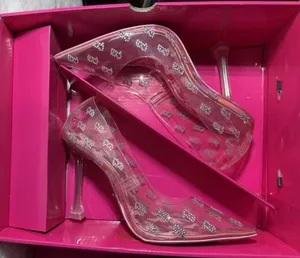 Barbie Aldo Pink Heels, Size 6.5, Transparent Rhinestone thumbnail 2
