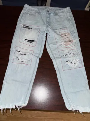 American Eagle Button Fly Patchwork Tomgirl Jeans Size 14 thumbnail 1