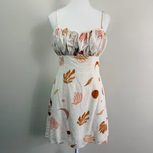 ASTR The Label Claramae Mini Dress Cream Linen Blend Celestial Open Back Medium thumbnail 3