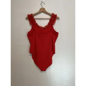 & Other Stories NWT‎ Organza Red Ruffle Bodysuit Size Large thumbnail 3