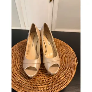 Audrey Brooke Champagne Pearl Peep Toe Platform Pumps Stiletto‎ Heels Womens thumbnail 2